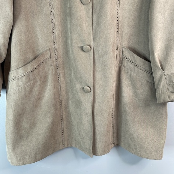 VINTAGE Y2K Marcona Chamois Jacket Olive Green Perforated Seams Size L - Picture 4 of 13